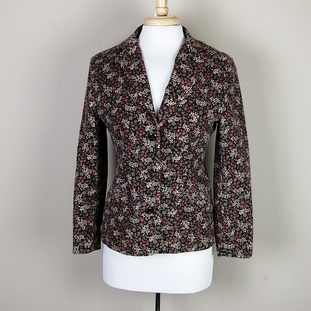 4/$20 L.L. Bean Floral Corduroy Blazer Brown Size 6P